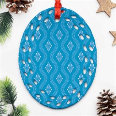 Blue Ornamental Pattern Ornament (oval Filigree)