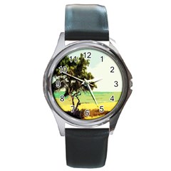 Landscape Round Metal Watch