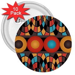 Colorful Geometric Composition 3  Buttons (10 Pack)  by linceazul