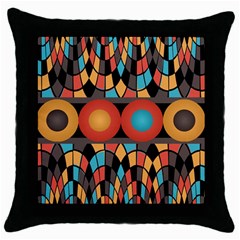 Colorful Geometric Composition Throw Pillow Case (black) by linceazul