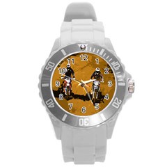 Motorsport  Round Plastic Sport Watch (l) by Valentinaart