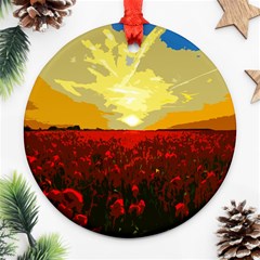 Poppy Field Ornament (round) by Valentinaart