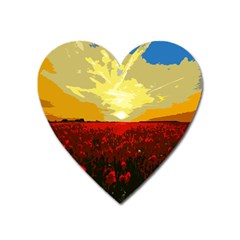 Poppy Field Heart Magnet by Valentinaart