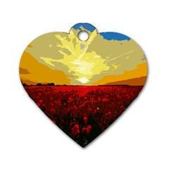 Poppy Field Dog Tag Heart (two Sides) by Valentinaart