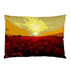 Poppy Field Pillow Case by Valentinaart