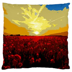 Poppy Field Large Cushion Case (one Side) by Valentinaart