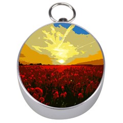 Poppy Field Silver Compasses by Valentinaart