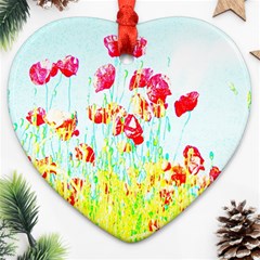 Poppy Field Ornament (heart) by Valentinaart