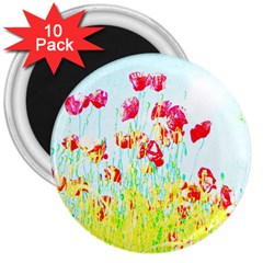 Poppy Field 3  Magnets (10 Pack)  by Valentinaart