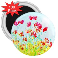 Poppy Field 3  Magnets (100 Pack) by Valentinaart