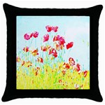 Poppy field Throw Pillow Case (Black) Front