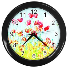 Poppy Field Wall Clocks (black) by Valentinaart