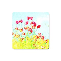 Poppy Field Square Magnet by Valentinaart