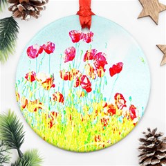 Poppy Field Round Ornament (two Sides) by Valentinaart