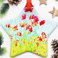 Poppy Field Star Ornament (two Sides) by Valentinaart