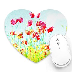 Poppy Field Heart Mousepads by Valentinaart