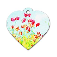 Poppy Field Dog Tag Heart (two Sides) by Valentinaart