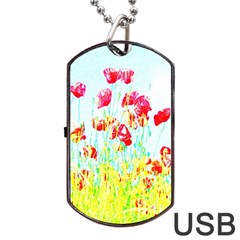 Poppy Field Dog Tag Usb Flash (two Sides) by Valentinaart