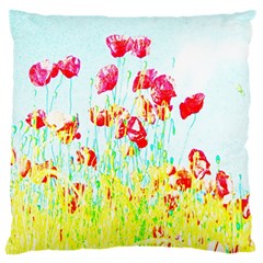 Poppy Field Large Cushion Case (one Side) by Valentinaart