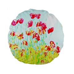 Poppy Field Standard 15  Premium Round Cushions by Valentinaart