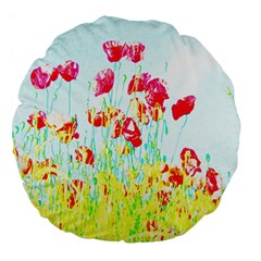 Poppy Field Large 18  Premium Round Cushions by Valentinaart