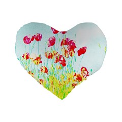 Poppy Field Standard 16  Premium Heart Shape Cushions by Valentinaart