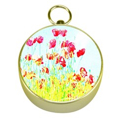 Poppy Field Gold Compasses by Valentinaart