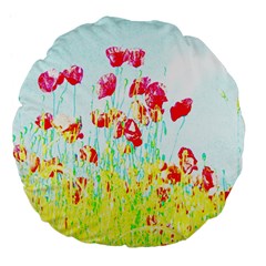 Poppy Field Large 18  Premium Flano Round Cushions by Valentinaart