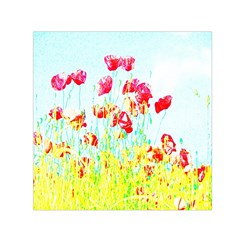 Poppy Field Small Satin Scarf (square) by Valentinaart