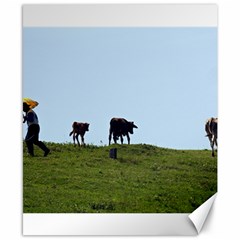 Cowherd With Yellow Umbrella Canvas 8  X 10  (unframed)