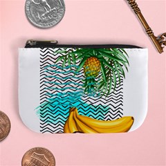 Black Zigzag Hawaii Banana Pattern Mini Coin Purse by PattyVilleDesigns