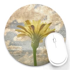 Shabby Chic Style Flower Over Blue Sky Photo  Round Mousepads by dflcprints