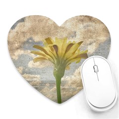 Shabby Chic Style Flower Over Blue Sky Photo  Heart Mousepads by dflcprints