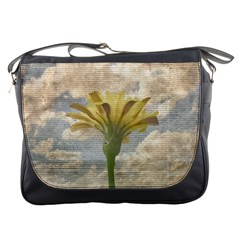 Shabby Chic Style Flower Over Blue Sky Photo  Messenger Bags by dflcprints