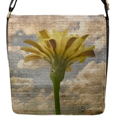 Shabby Chic Style Flower Over Blue Sky Photo  Flap Messenger Bag (s) by dflcprints