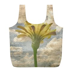 Shabby Chic Style Flower Over Blue Sky Photo  Full Print Recycle Bags (l) 