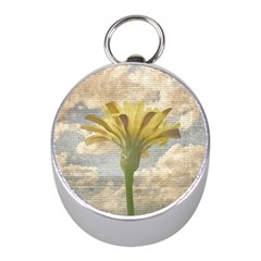 Shabby Chic Style Flower Over Blue Sky Photo  Mini Silver Compasses by dflcprints