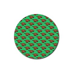 Guitars Pattern                             Rubber Coaster (round) by LalyLauraFLM