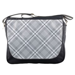 Grey Diagonal Plaid Messenger Bags