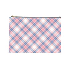 Pastel Pink And Blue Plaid Cosmetic Bag (large)  by NorthernWhimsy