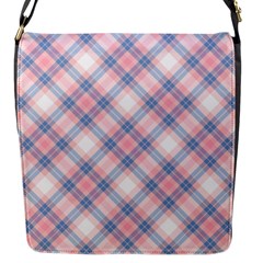 Pastel Pink And Blue Plaid Flap Messenger Bag (s) by NorthernWhimsy