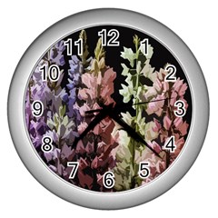 Flowers Wall Clocks (silver)  by Valentinaart