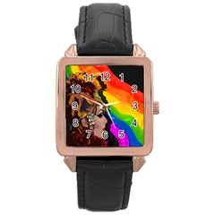 Transvestite Rose Gold Leather Watch 