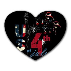 4th Of July Independence Day Heart Mousepads by Valentinaart