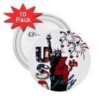 4th of July Independence Day 2.25  Buttons (10 pack)  Front