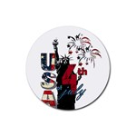 4th of July Independence Day Rubber Coaster (Round)  Front