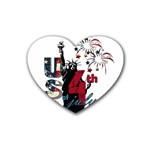 4th of July Independence Day Heart Coaster (4 pack)  Front