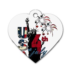 4th Of July Independence Day Dog Tag Heart (one Side) by Valentinaart