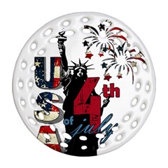 4th Of July Independence Day Ornament (round Filigree) by Valentinaart