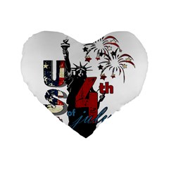 4th Of July Independence Day Standard 16  Premium Flano Heart Shape Cushions by Valentinaart